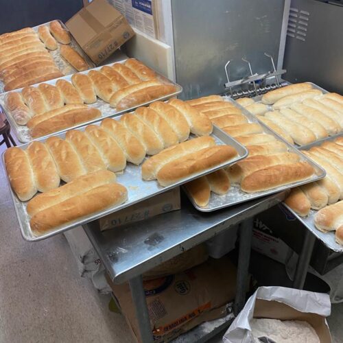 Bread trays just out of the oven